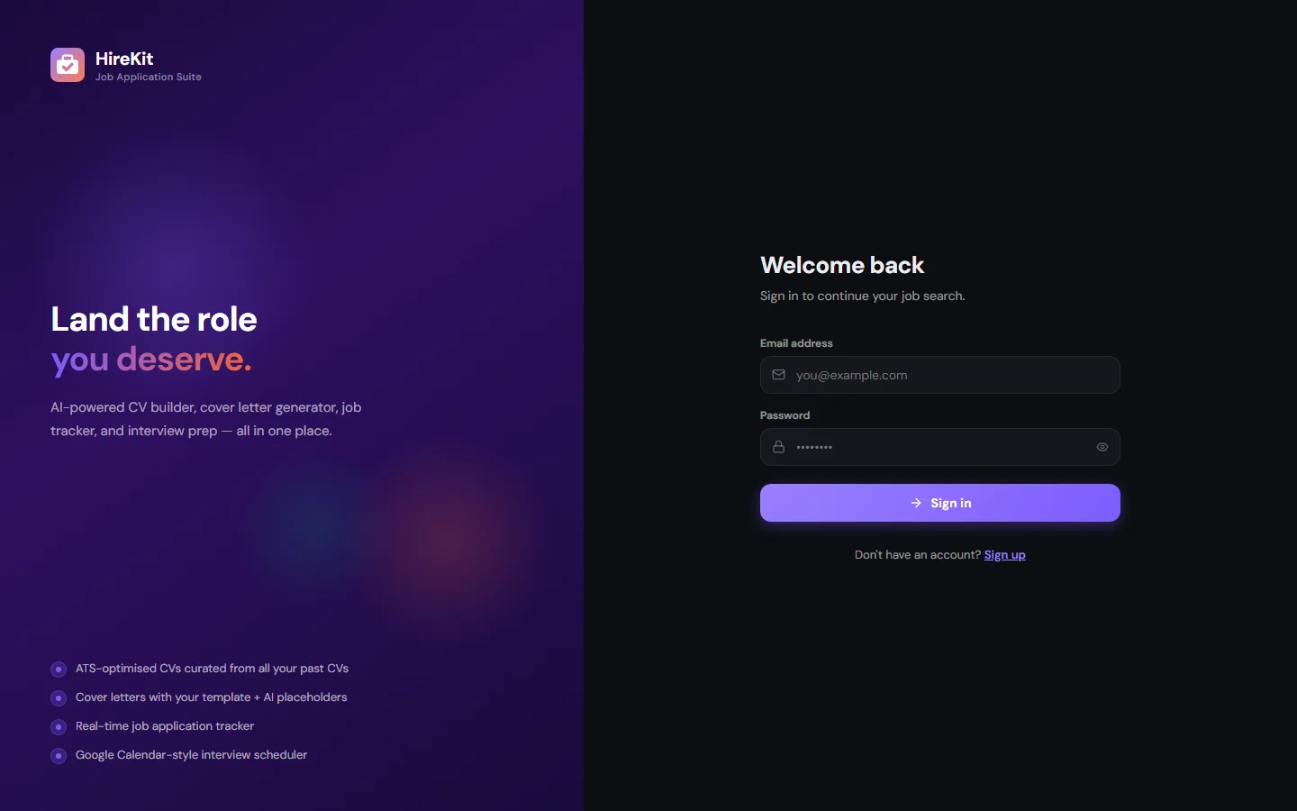 HireKit running in the browser