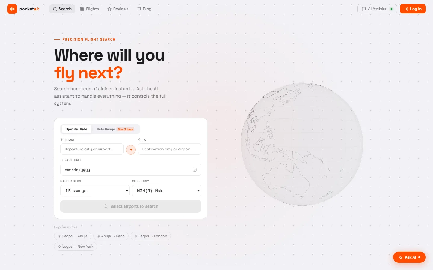 PocketAir running in the browser